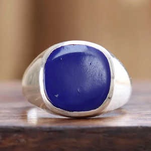 Men's Bohemian 925 Sterling Silver <b>Ring</b> Genuine Solid Natural <b>Lapis</b> <b>Lazuli</b> Classic Style Daily Wear Jewelry Christian Religious - Product Image 4