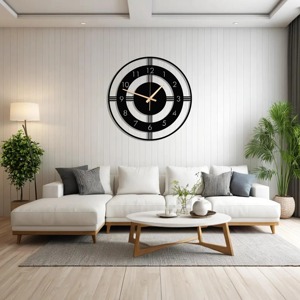 Reloj de pared de metal negro redondo de primera calidad con detalles artísticos, acento perfecto para dormitorios, salas de estar, cocinas y paredes de oficina - Product Image 4