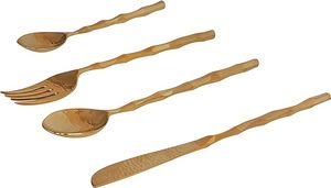 Juego de cubiertos dorados de metal martillado a precio mayorista para restaurante, hotel, hogar de India - Product Image 4
