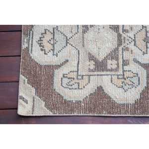 Alfombra turca vintage, alfombra de 1.8x3.3 pies, alfombra de lana marrón y blanca con motivos de plantas y árboles - Product Image 4