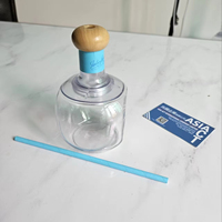 Vente en gros de bouteilles à cocktail modernes en PETG de 375 ml, accessoires de bar, pailles réutilisables, tasses à thé, soucoupes, marque personnalisée