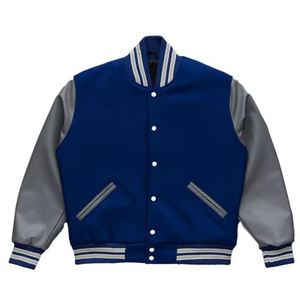 Vente en gros de veste Letterman vierge de haute qualité avec logo personnalisé Veste universitaire en cuir PU avec manches en spandex Veste universitaire vierge pour hommes - Product Image 4