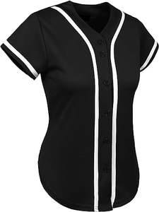 Camiseta de Béisbol Personalizada para Mujer, Camisa de Softbol con Botones, Ribete en Contraste, Ropa Deportiva, Uniforme de Equipo de Alto Rendimiento para Damas - Product Image 2