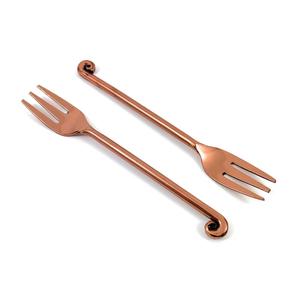 Stainless Steel Set Of 2 Flatware Ideal For <b>Kitchen</b> Tabletop Home Use <b>Copper</b> Color Coated Finished Cutlery Elegant Design <b>Handle</b> - Product Image 1