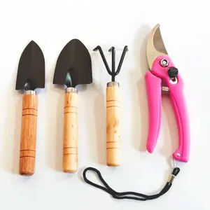 Mini outils de jardin les plus vendus Râteau et pelle de cultivateur à main en métal de haute qualité avec gazon et bois - Product Image 1