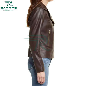 Razorts International Women Genuine Sheepskin Leather Jacket Zipper Closure Winter Outerwear Regular Fit Full Sleeve - Product Image 3