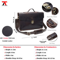 Sac à main pour homme en cuir véritable Crazy Horse, style vintage rétro, pour le bureau, les affaires, sacoche pour ordinateur portable, sac de messager multifonctionnel pour les voyages
