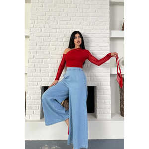 Women's Wide-Leg <b>Jeans</b> with <b>Elasticated</b> Back Comfortable and Stylish - Product Image 3