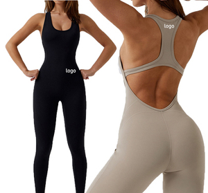 Monos de baile de yoga con espalda ahuecada personalizados, traje de cuerpo de mujer, conjuntos de fitness de gimnasio de una pieza, entrenamiento deportivo personalizado para correr para mujer - Product Image 1
