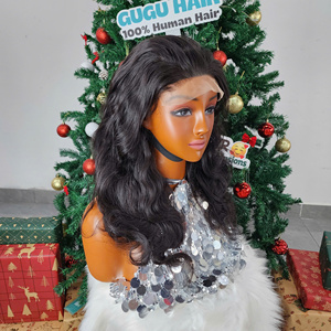 Perruques en cheveux humains doublement tirés, 100% cheveux vierges vietnamiens, noir naturel, ondulation naturelle, 22 pouces pour dentelle HD transparente - Product Image 4