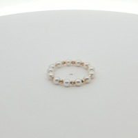 18K Gelbgold Süßwasserperlen Hochzeits-Verlobungsring |   3,00~3,50mm Runde Perlen für Damen
