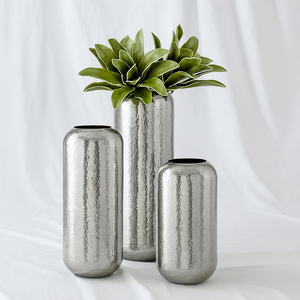 แจกันดอกไม้ประดิษฐ์สไตล์โบโฮสำหรับตกแต่งบ้านแจกันโลหะสำหรับปลูกต้นไม้ตกแต่งโต๊ะแจกันสีเงิน - Product Image 2