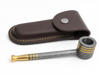 Pipe à fumer réutilisable en acier Damas traditionnel fait main Jexmoo, avec étui en cuir, cadeau pour papa, mari