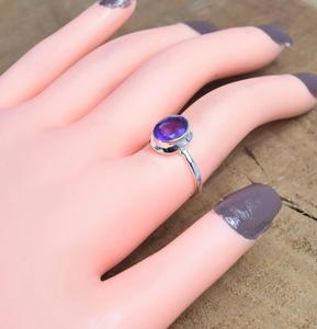 Bague Hippie Boho en argent sterling 925 Bague de mariage en pierres précieuses pour femmes en améthyste naturelle coupe ovale unique - Product Image 4