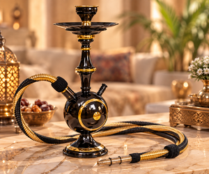 Chicha Farida de luxe en laiton, finition laquée, modèle Boury Oxide, faite à la main, pour fumer - Product Image 1