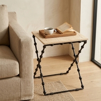 Table d'appoint moderne en fer et marbre, avec structure en métal noir, table basse, meuble d'appoint pour canapé de salon, mobilier pour projets hôteliers