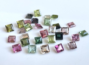 Turmalina Natural Multicolor tallada cuadrada, 23 mm a 4mm, calidad superior, corte cuadrado multicolor - Product Image 3
