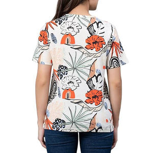 เสื้อยืดแขนสั้นลายทางสำหรับผู้หญิงเสื้อยืดคอกลมพิมพ์ซับลิเมชันสำหรับฤดูร้อน - Product Image 2