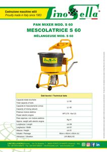 Mezcladora de mortero LINO SELLA de 60 litros de fabricante italiano, de alta calidad para construcción, con motor eléctrico y tazón de hierro, en venta. - Product Image 3
