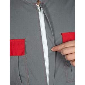 Combinaison de travail unisexe résistante CBF Balducci Group, gris/rouge, multi-poches, 65% polyester, 35% coton, 200g/m, fabriquée en Albanie - Product Image 5