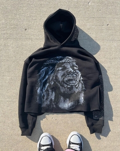 Thermal Hoodie Relax Fit and Never Fading Quality Studded With Rhinestone Streetwear Hoodie High Quality OEM Customized Service - Product Image 3