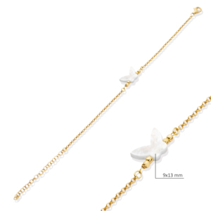 Mother of Pearl Butterfly Design 925 <b>Silver</b> Charm Bracelet 925 Sterling <b>Silver</b> Wholesale Handcrafted Fine Jewelry <b>for</b> <b>Women</b> - Product Image 2