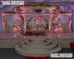 Mandap rond en fibre, fabrication DST Exports, mandaps traditionnels dorés sculptés pour mariages hindous, fabricants pour grands événements, lieux de réception, fêtes aux États-Unis - Product Image 2