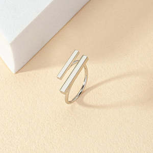 NOVAMART Fine Hallmark Gold-Plated Silver Geometric Design Adjustable Cuff <b>Ring</b> Casual Princess Cut Diamond Inlay for Gift Whole - Product Image 2