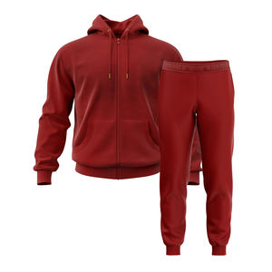 Ensemble de survêtement d'hiver pour hommes légers deux pièces à capuche fermeture à cordon 100% vêtements de sport en coton - Product Image 3