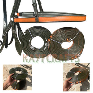 Ensemble exclusif de harnais de conduite de cheval en cuir bicolore chariot complet Buggy Horsecart tirant le cheval transport spécial - Product Image 5