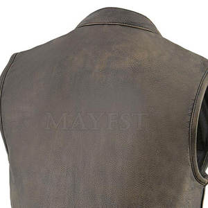 Chaleco de cuero de invierno personalizado de alta calidad para hombre al por mayor, tela transpirable duradera, tendencia, decoración de botones de desgaste exterior para - Product Image 6