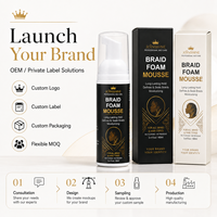 Fabricant de mousse coiffante pour tresses sous marque privée, logo personnalisé, mousse hydratante sans résidus pour tresses et perruques à dentelle