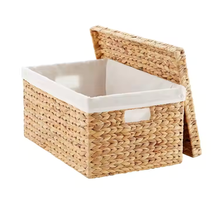 Water Hyacinth Bin Home Decor Accessories <b>Stacking</b> Water Hyacinth Storage Bins Eco Friendly <b>Boxes</b> With Lids - Product Image 3