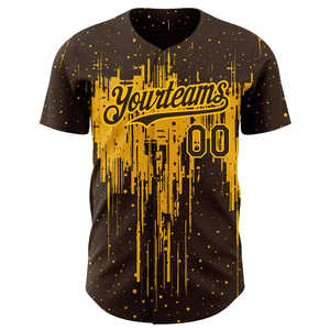 New <b>Brown</b> & Gold 3D Dripping Splatter Art Baseball Jersey - Authentic & Personalized Sports Uniform for Men, <b>Women</b>" - Product Image 4