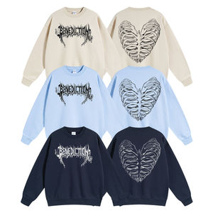 Sweat-shirt ras du cou pour hommes 100% coton hiver/automne Style solide impression 3D en relief impression capuche bouffante impression teinte unie - Product Image 2