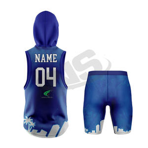 Conjunto de uniforme de fútbol con bandera 7v7 para adultos, unisex, logotipo personalizado, impresión por transferencia de calor, secado rápido, transpirable, sin mangas, 100% poliéster - Product Image 2