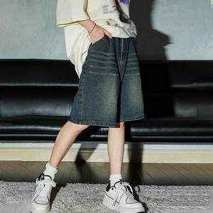 Pantalones Cortos de Mezclilla para Hombre, Verano, Elásticos, Rotos, Ajustados, Rectos, Bordados, Transpirables, de Secado Rápido, Estilo Vintage, Deportivo, 100% Algodón, Negro - Product Image 1