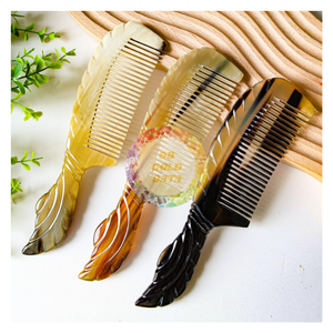 Top vente 100% peignes en corne naturelle taille personnalisée conception à la main pour les femmes meilleurs peignes à barbe en gros avec marque privée - Product Image 2