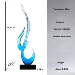 Objet de table Blue Wave de qualité supérieure, sculpture artistique ajoutant une touche d'élégance moderne au salon ou au bureau, fabriqué à la main en Inde - Product Image 3