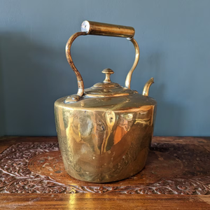 Antique Victorian Brass <b>Kettle</b> with Lid Metal <b>Tea</b> <b>Kettle</b> Handle and Spout Vintage Home Kitchenalia Victoriana - Product Image 4
