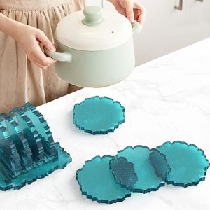 <b>RESIN</b> HOME Finishing <b>Mold</b> Set 1Pc <b>Resin</b> Tray <b>Mold</b> Come with 4 Pcs Coaster <b>Molds</b> and 2Pcs Silver Handles DIY Home Decoration - Product Image 3