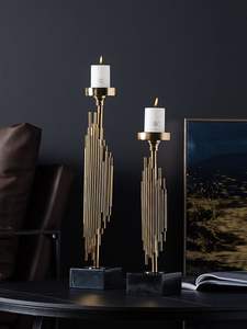 Hot Seller Laiton Métal Bougeoir De Mariage Maison Hôtel Décoration Pièce Maîtresse De Chevet Chandelier Pas Cher Prix Candélabre - Product Image 6