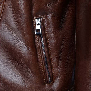 Abrigo de Invierno Casual para Hombre, Todo en Uno, con Cuello Alto de Imitación y Chaqueta de Cuero con Cremallera, Logotipo en la Parte Delantera - Product Image 3