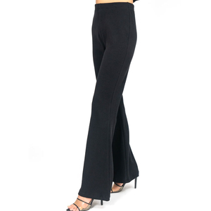 Logo personnalisé d'usine en gros pantalon évasé pour femmes nouveau design respirant de haute qualité vêtements décontractés pour femmes pantalon de couleur noire - Product Image 1