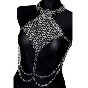 Malla de acero pulido hecha a mano con parte superior de cota de malla de Metal de estilo antiguo para festivales y Cosplay, regalo de armadura impresa Offset - Product Image 1