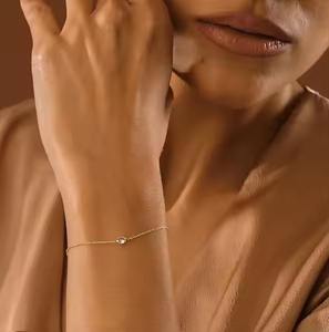 Elegant Dainty 4K Gold Diamond Station <b>Bracelet</b> Stylish Design Rose Gold Bezel Moissanite <b>Bracelets</b> for Women - Product Image 4
