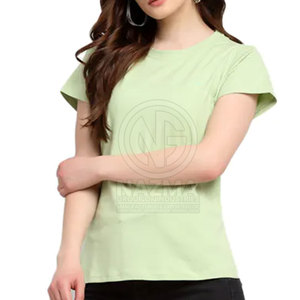 T-shirts pour femmes en coton tricoté 100% respirant à prix abordable, faible MOQ, fabrication en usine, haute qualité, service OEM personnalisé - Product Image 4