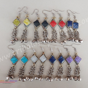 ต่างหู kuchi ชนเผ่าทำด้วยมือของอัฟกานิสถานเครื่องประดับสไตล์โบฮีเมียนต่างหูตุ้งติ้งสำหรับผู้หญิง - Product Image 1