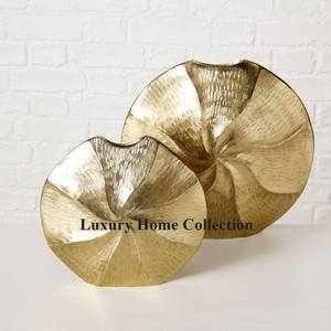 Florero de forma redonda de Metal texturizado único Chapado en Color dorado con macetas decorativas de Metal pulido con espejo y mesa de jarrón - Product Image 1