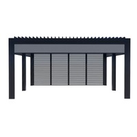 Système de protection solaire à lames orientables pour l'extérieur, imperméable, en aluminium, motorisé, au toit rétractable, pergola